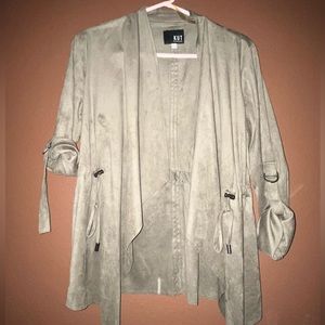 Lightweight jacket/cardigan. Suede type material.